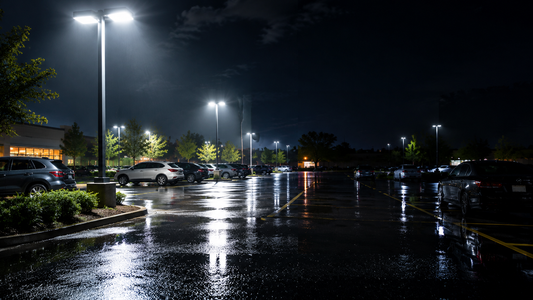 Why Parking Lot Lights Look Different on Wet Pavement