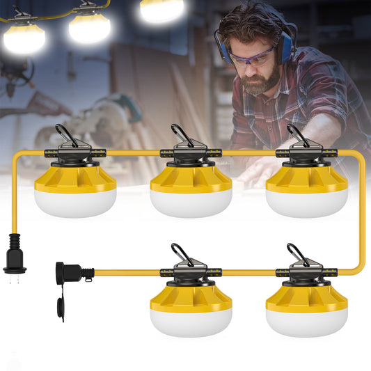 Demilare LED Construction String Lights,5000/10000Lm,50/100W,5000K,AC 120V