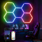 EZYEVY RGB Hexagon Garage Lights, LED Hex Lights with App & Remote Control, DIY Modular Honeycomb Lighting System, Music Sync Dimmable Smart Ceiling Light Fixture for Gym, Shop, Gaming Room
