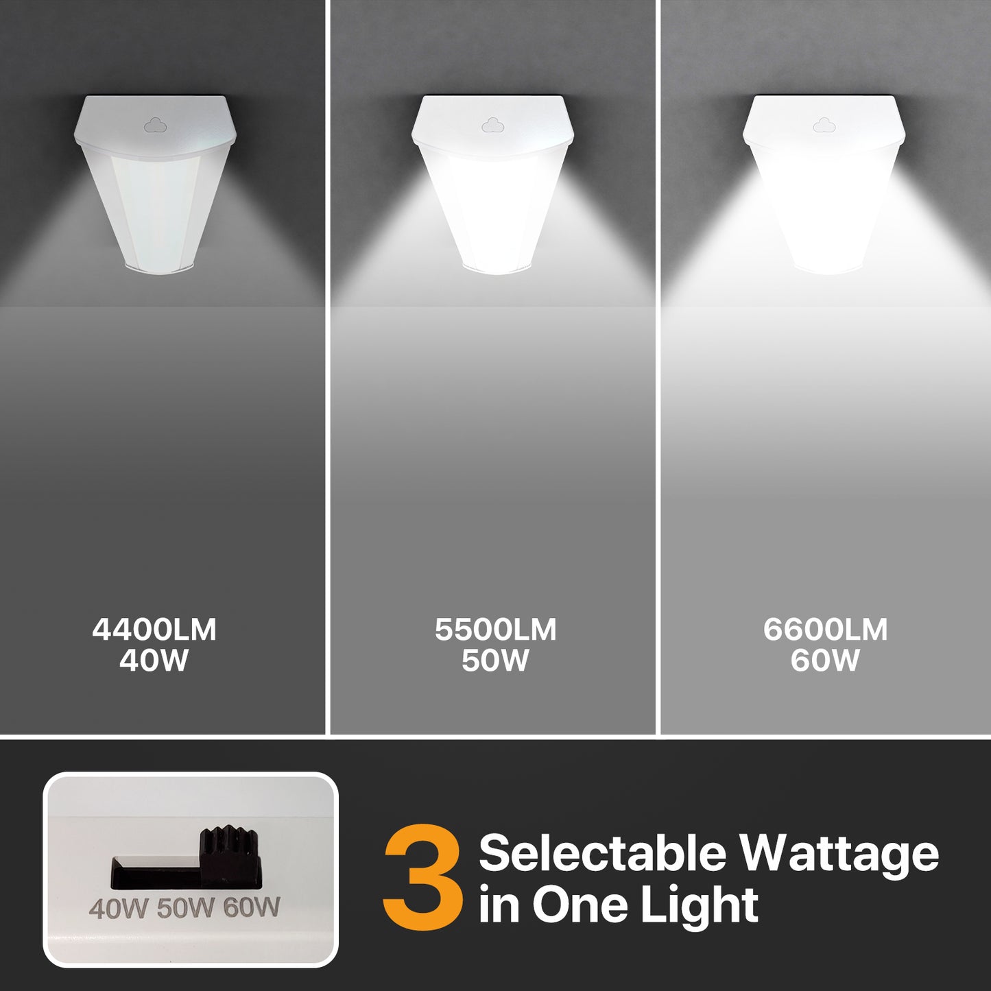 Demilare 4FT LED Wraparound Light,40/50/60W,6600lumens, 5000K,Selectable Wattage,AC 120V