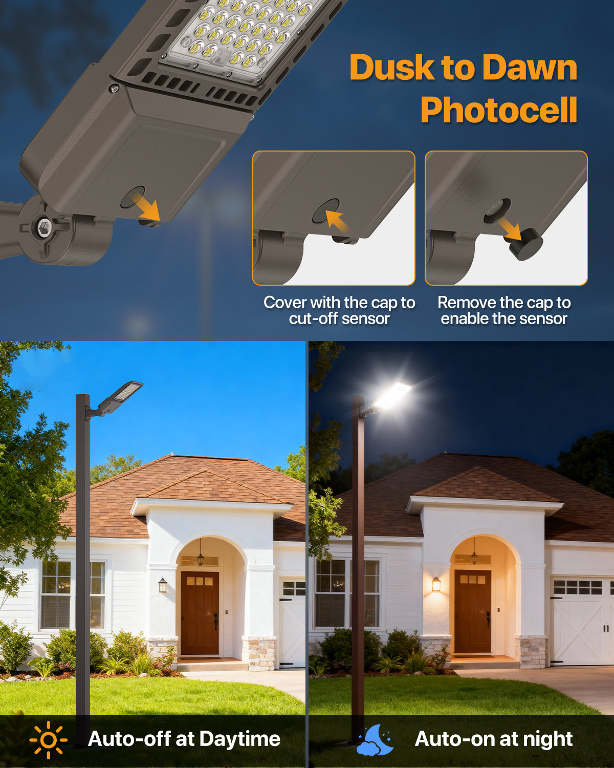 DEMIARE LED Parking Lot Lights - 150LM/W, 5000K, AC 100-277V, Dusk to Dawn