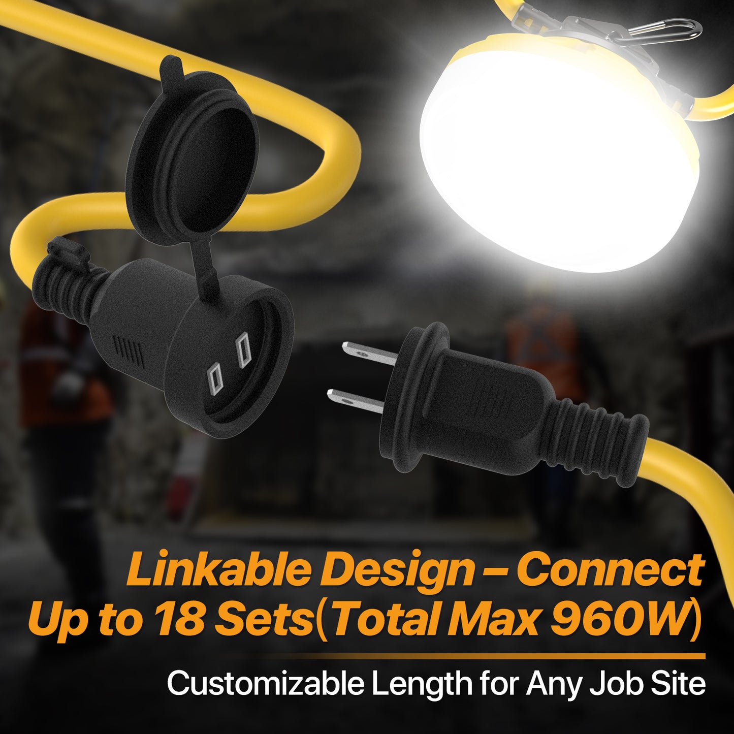 Demilare LED Work Lights,5000/10000Lm,50/100ft,5000K,AC 120V