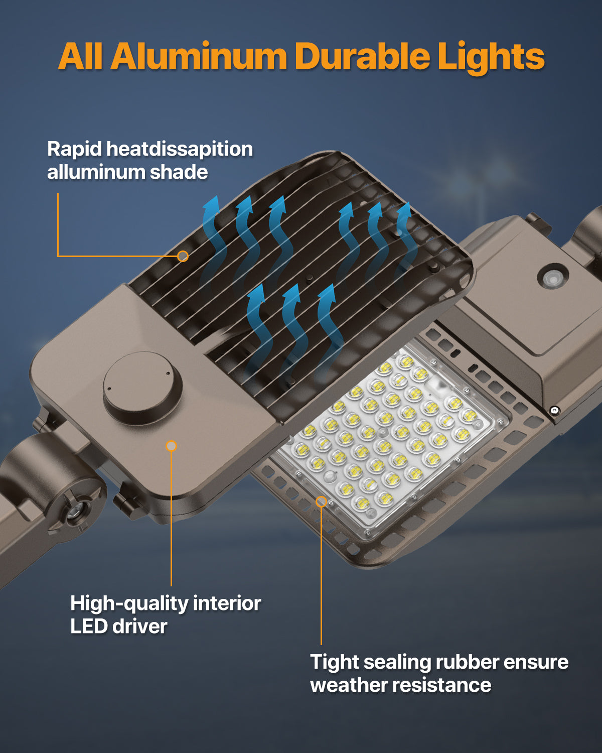 DEMIARE LED Parking Lot Lights - 150/200/300/400W, 5000K,  AC 100-277V,Dusk to Dawn