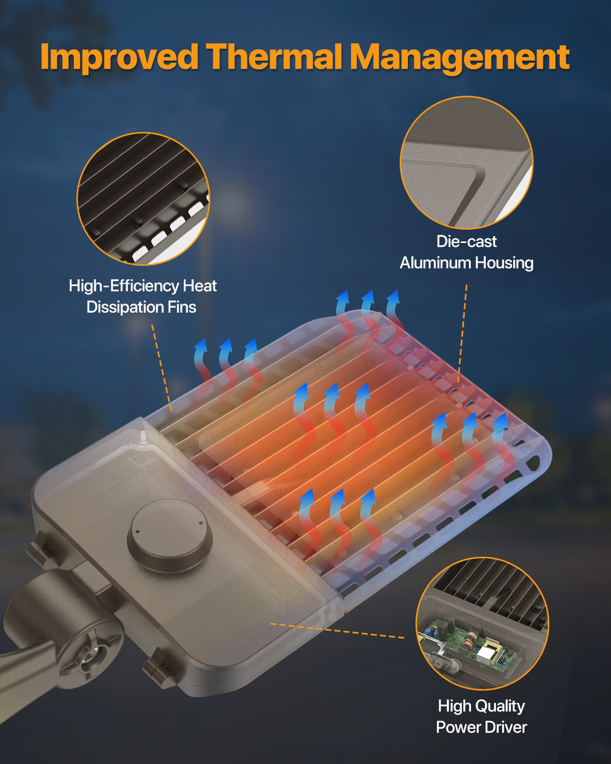 DEMIARE LED Parking Lot Lights - 150LM/W, 5000K, AC 100-277V, Dusk to Dawn