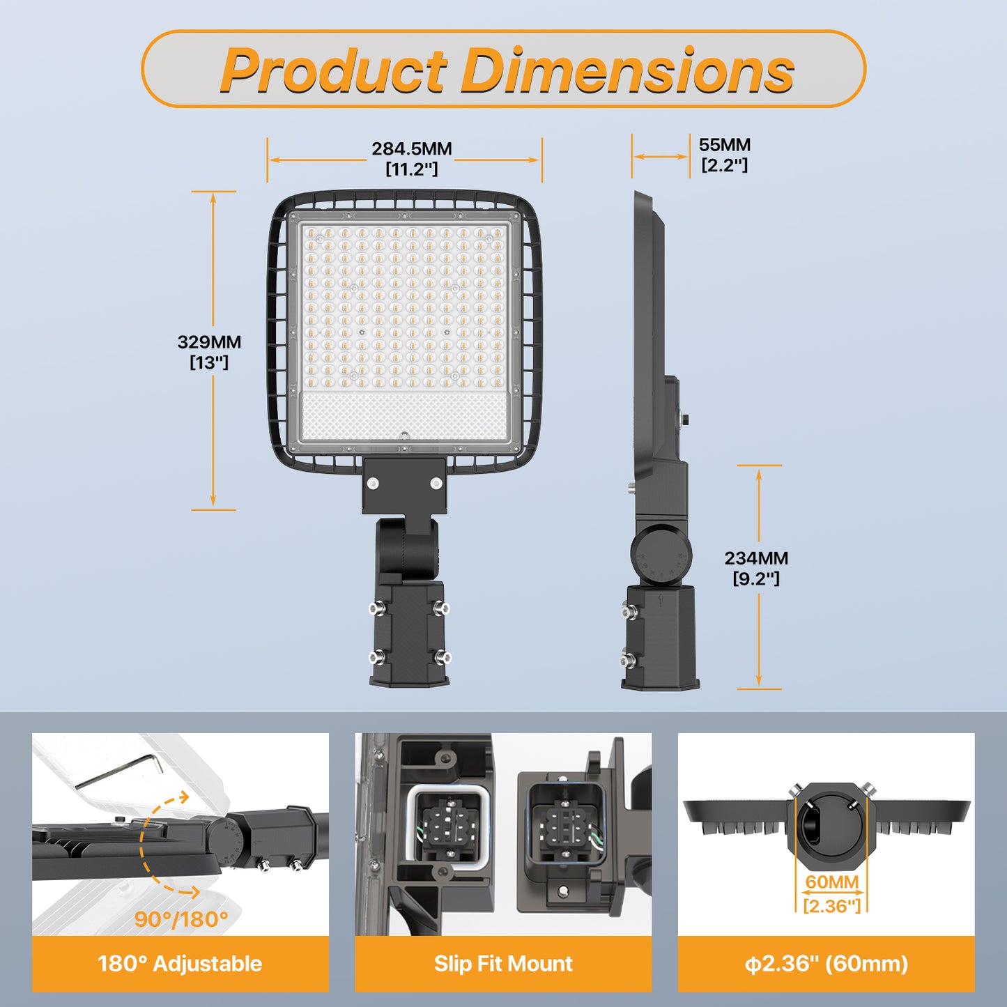 DEMIARE LED Parking Lot Lights - 18000/24000/36000/48000Lm,Photocell 110V/120V Slip Fitter Mount