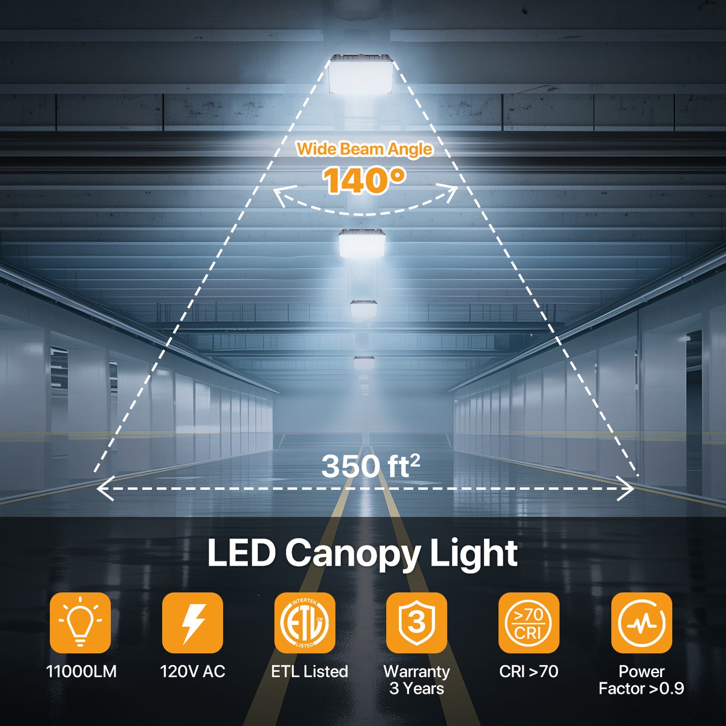 LED Canopy Light - 60/100W 3000/4000/5000K,AC 100-277V