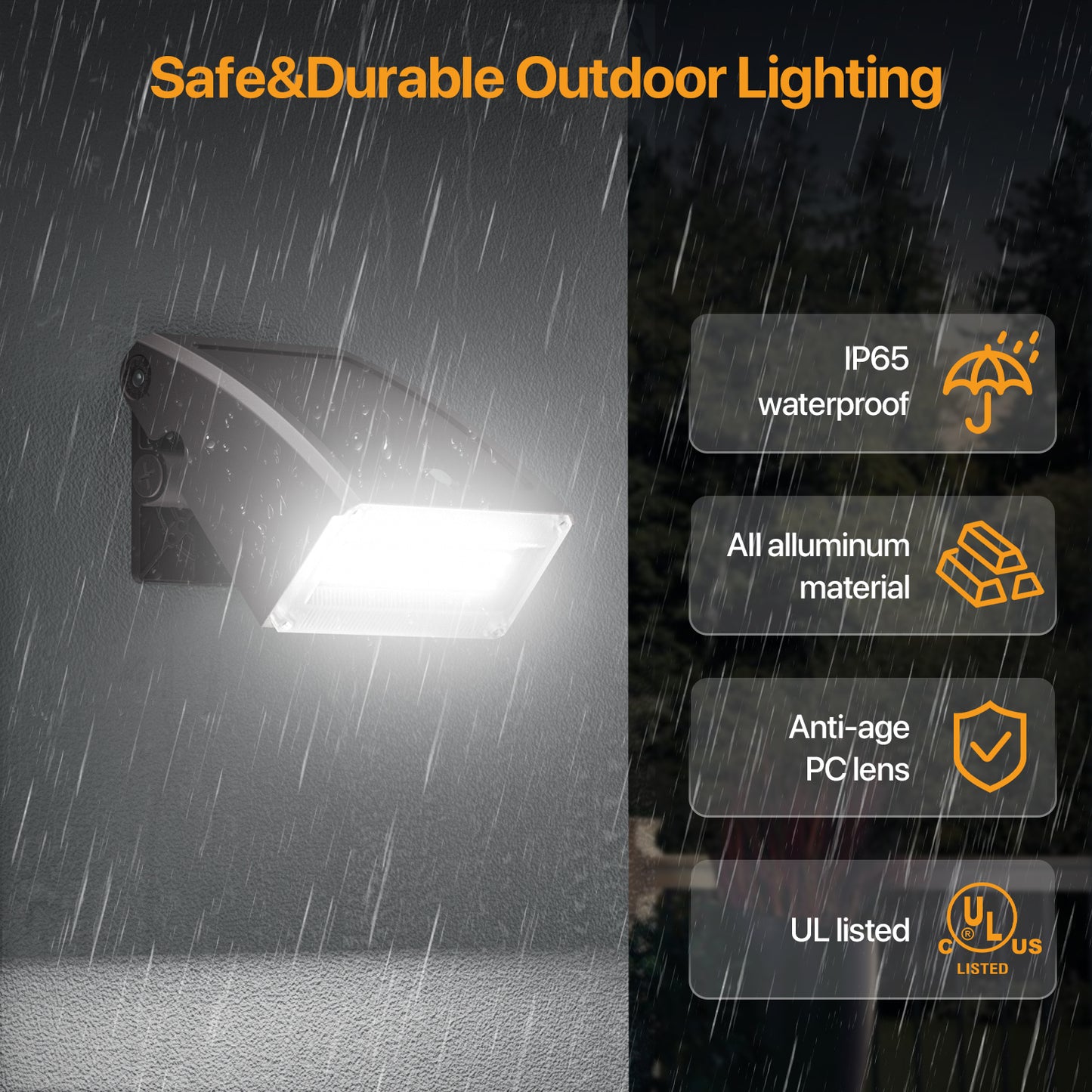 Demilare Adjustable LED Wall Pack Light, 6000LM,5000K,100LM/W
