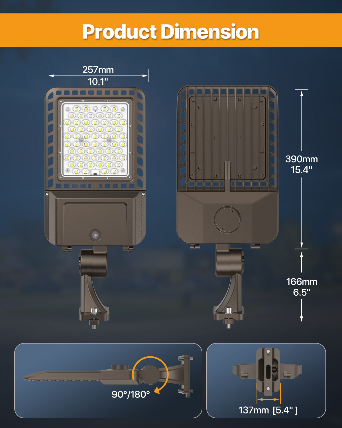 DEMIARE LED Parking Lot Lights - 150LM/W, 5000K, AC 100-277V, Dusk to Dawn