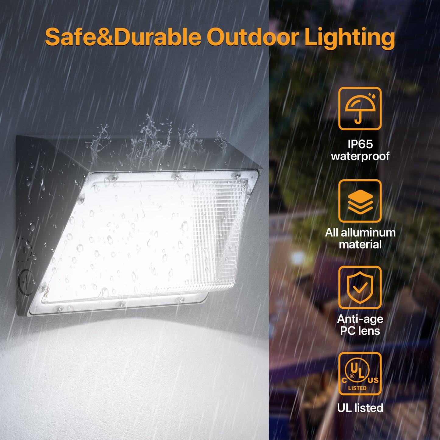 LED Wall Pack Light - 120w/150w，18000/22500lm，5000K, AC 100-277V, Glass Lens Dusk to Dawn
