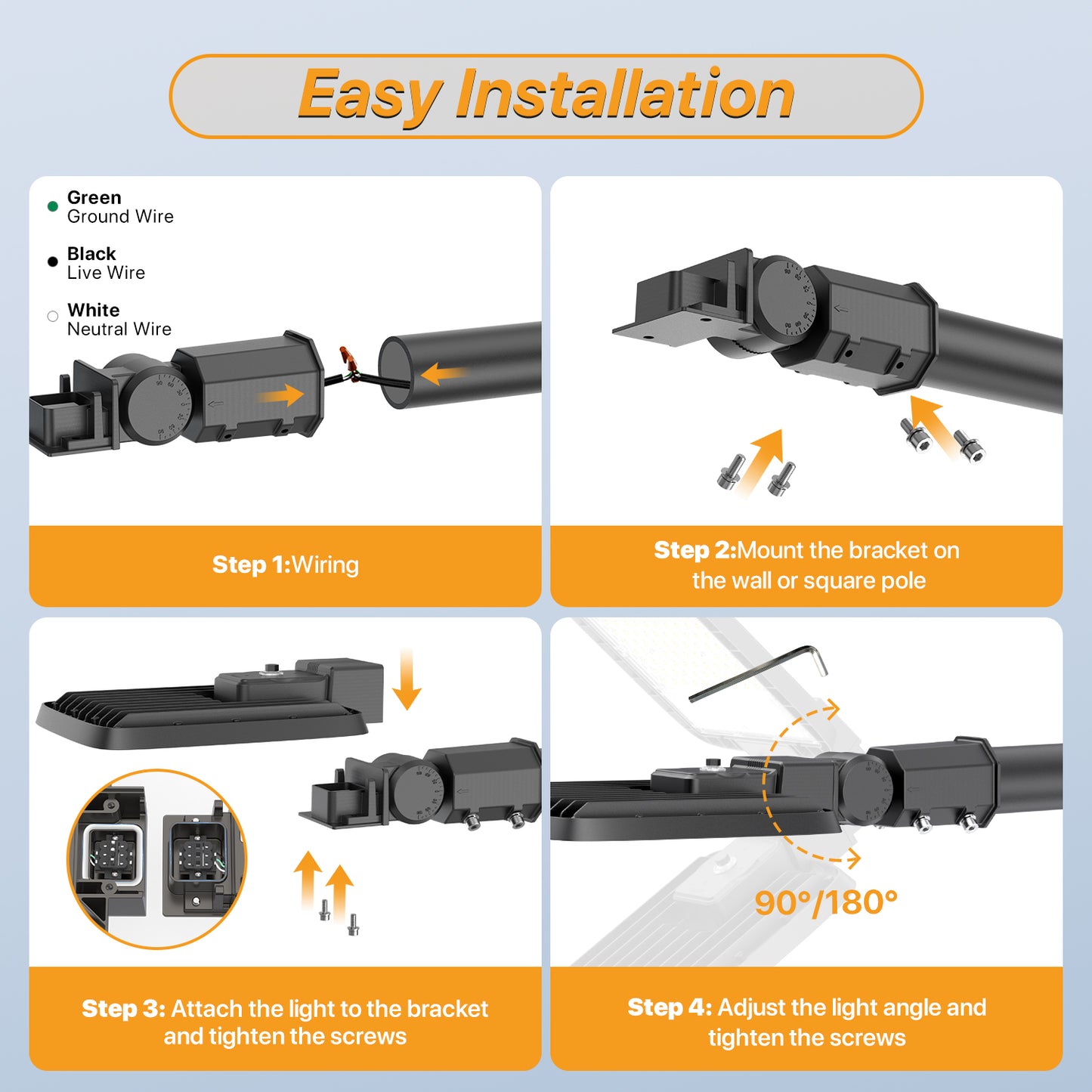 DEMIARE LED Parking Lot Lights - 18000/24000/36000/48000Lm,Photocell 110V/120V Slip Fitter Mount