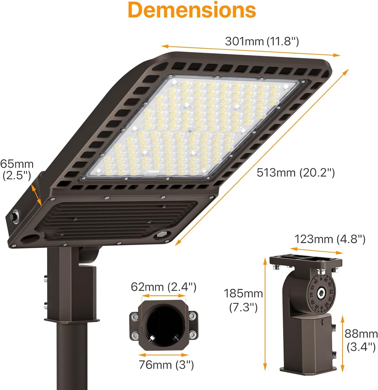 DEMILARE 400W Parking Lot Lights, Slip Fitter Mount Pole Lights