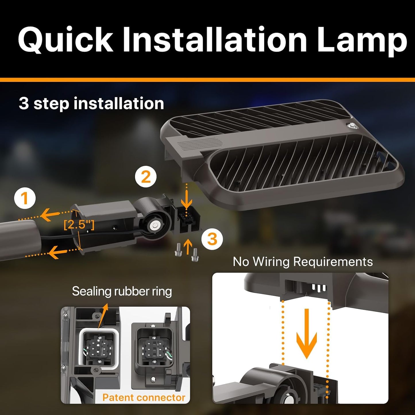 DEMIARE LED Parking Lot Lights-COBRA Series, 150LM/W, 5000K, 100-277V, Slip Fit Mount