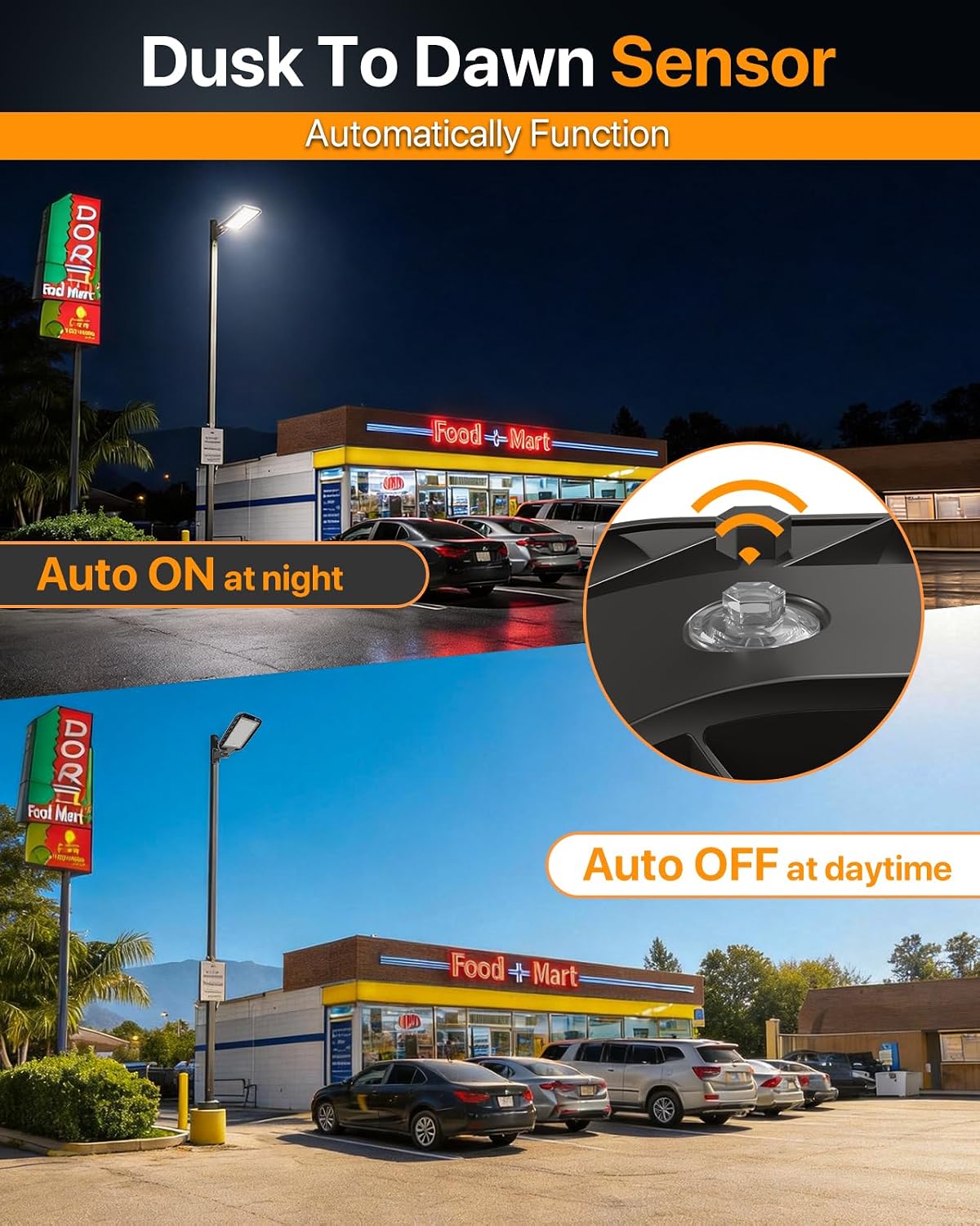 DEMIARE LED Parking Lot Lights-COBRA Series, 150LM/W, 5000K, 100-277V, Adjustable Arm Mount