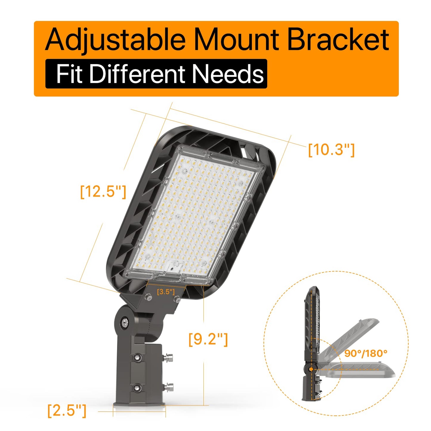 DEMILARE Parking Lot Lights, Slip Fitter Mount Pole Lights, Outdoor Light for Stadium, Barn, Road